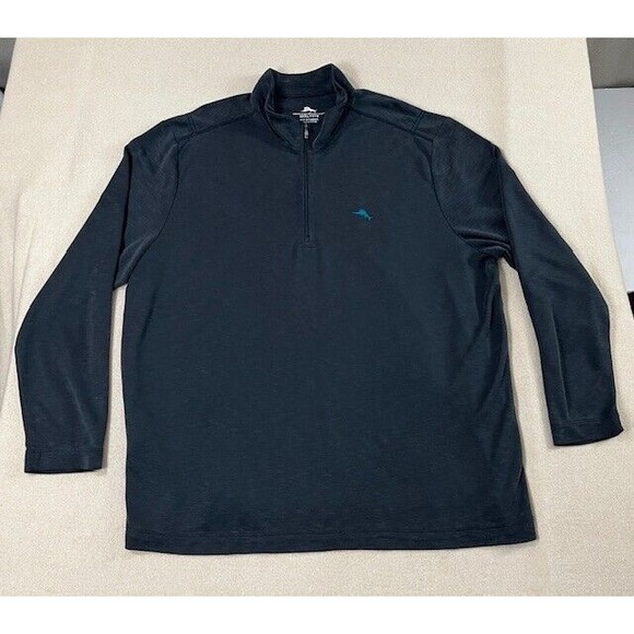 Tommy Bahama 1/4 Zip Pullover Sweatshirt Modal Polyester Mock Neck Dark Gray EUC - Picture 1 of 9